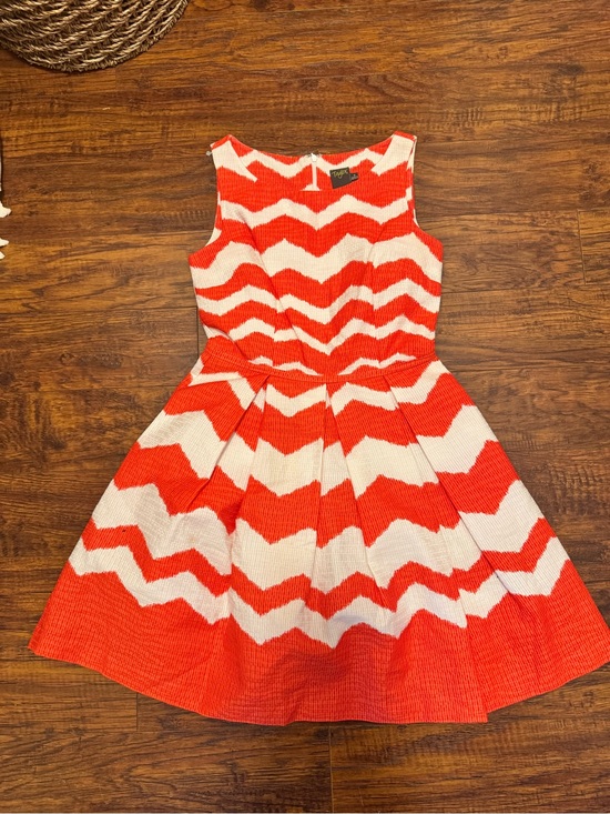 Taylor Dresses & Skirts - Women's Chevron Fit-and-Flare Dress - orange & White